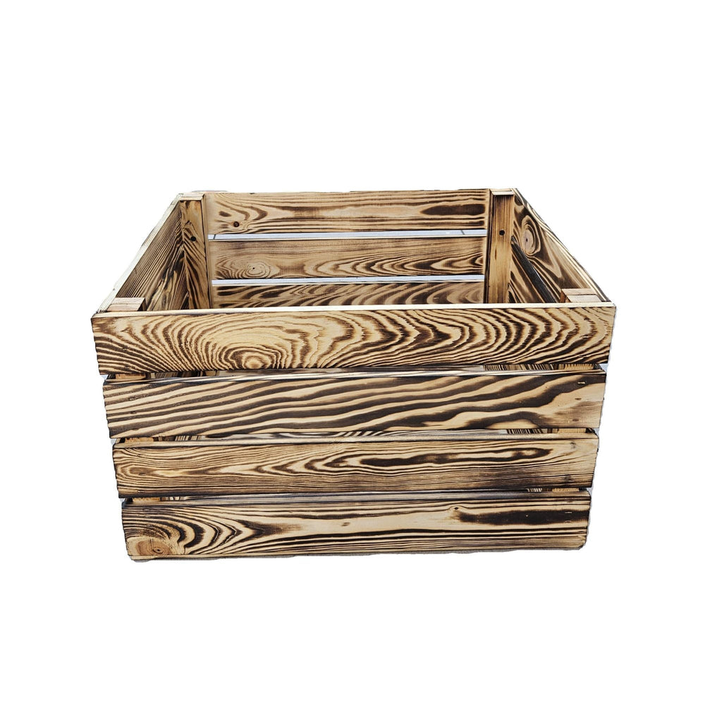 Vintage Holzkisten Geflammt – 50x40x30 cm  – Weinkisten & Obstkisten im Used-Look – Dekokisten & Regale – Holzboxen als Möbel & Aufbewahrung – Rustikale Deko