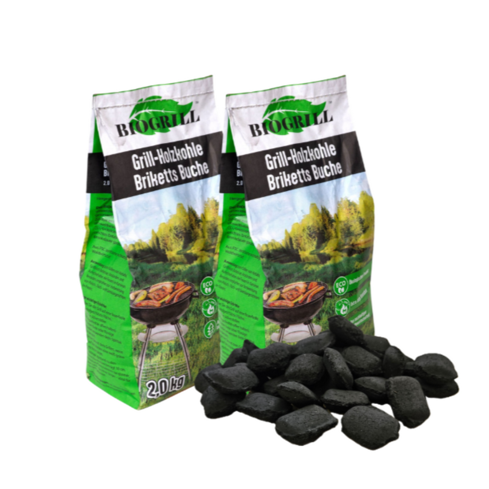 BIOGRILL® Grill-Holzkohle Briketts Buche 2 Kg