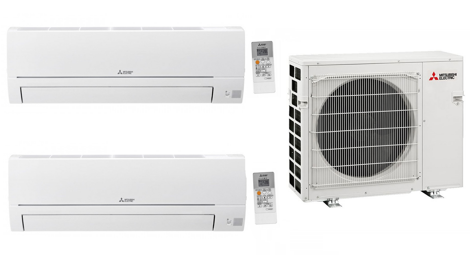 Mitsubishi Multi Split 5 kW Klimaanlage mit 2x MSZ-HR35VFK 3.5 kW Innengeräten