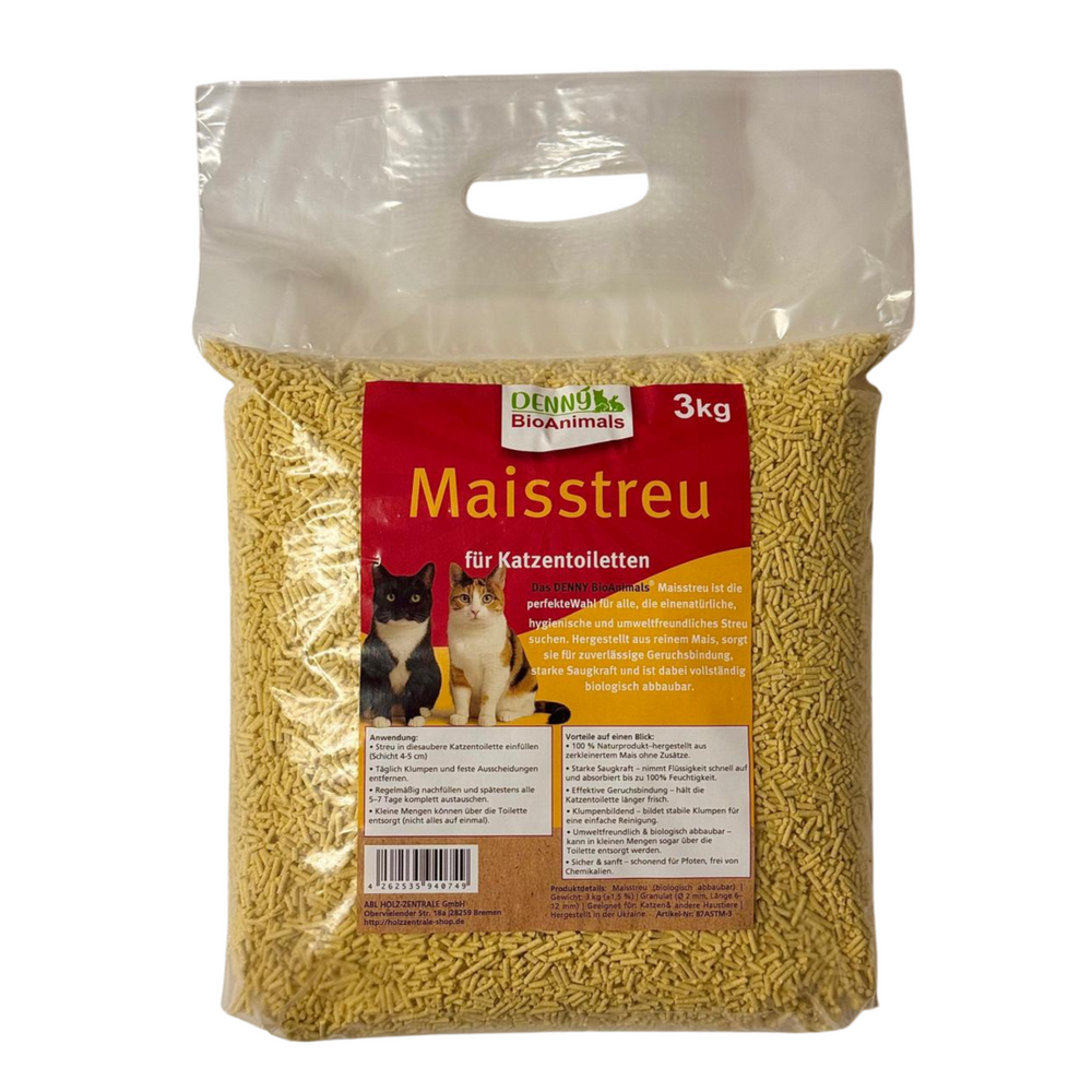 Denny BioAnimals® SET Katzenstreu 18 kg  (9 kg Tofu  + 6 kg Mais + 1 Tüte 3 kg Mais kostenlos)  – natürlich & biologisch abbaubar – saugstark, klumpend, staubfrei & geruchsneutral – nachhaltige Katzenstreu aus Pflanzenfasern.