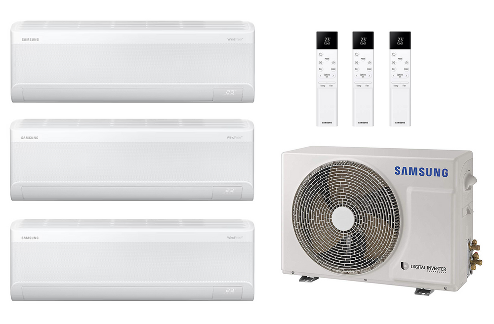 Samsung Multi Split Klimaanlage WindFree™ Comfort 5,2 kW mit 3x 2,5 kW Innengerät