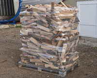 ANGEBOT Kaminholz Brennholz trocken, Schüttraummeter auf Palette inkl. 1 Sack Anzündhölzer ca.10 KG