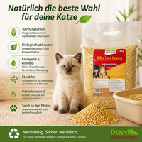 Denny BioAnimals® SET Katzenstreu 18 kg  (9 kg Tofu  + 6 kg Mais + 1 Tüte 3 kg Mais kostenlos)  – natürlich & biologisch abbaubar – saugstark, klumpend, staubfrei & geruchsneutral – nachhaltige Katzenstreu aus Pflanzenfasern.