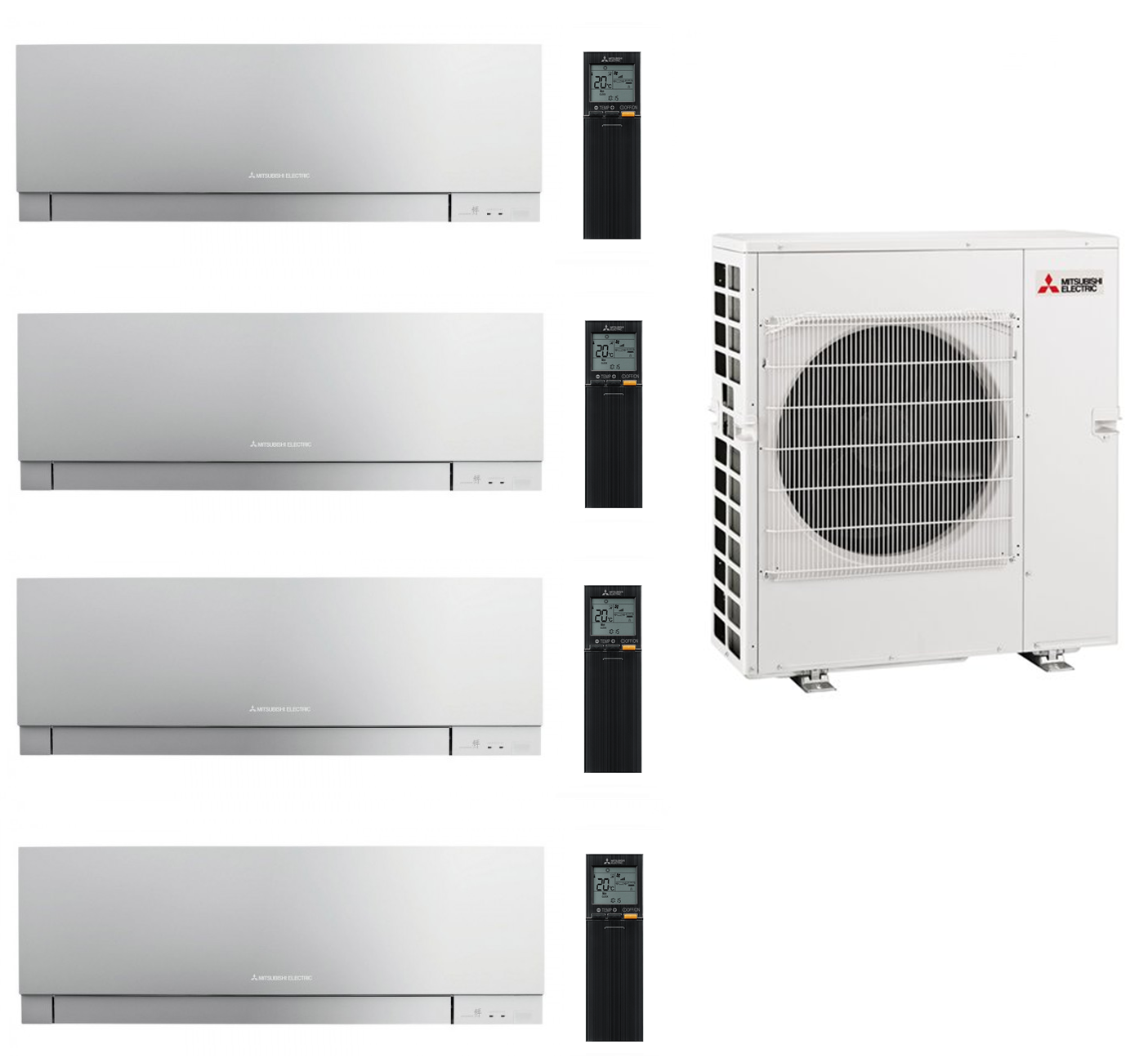 Mitsubishi Multi Split 4x MSZ-EF18VGK 1,8 kW + MXZ-4F83VFHZ 8,3 kW