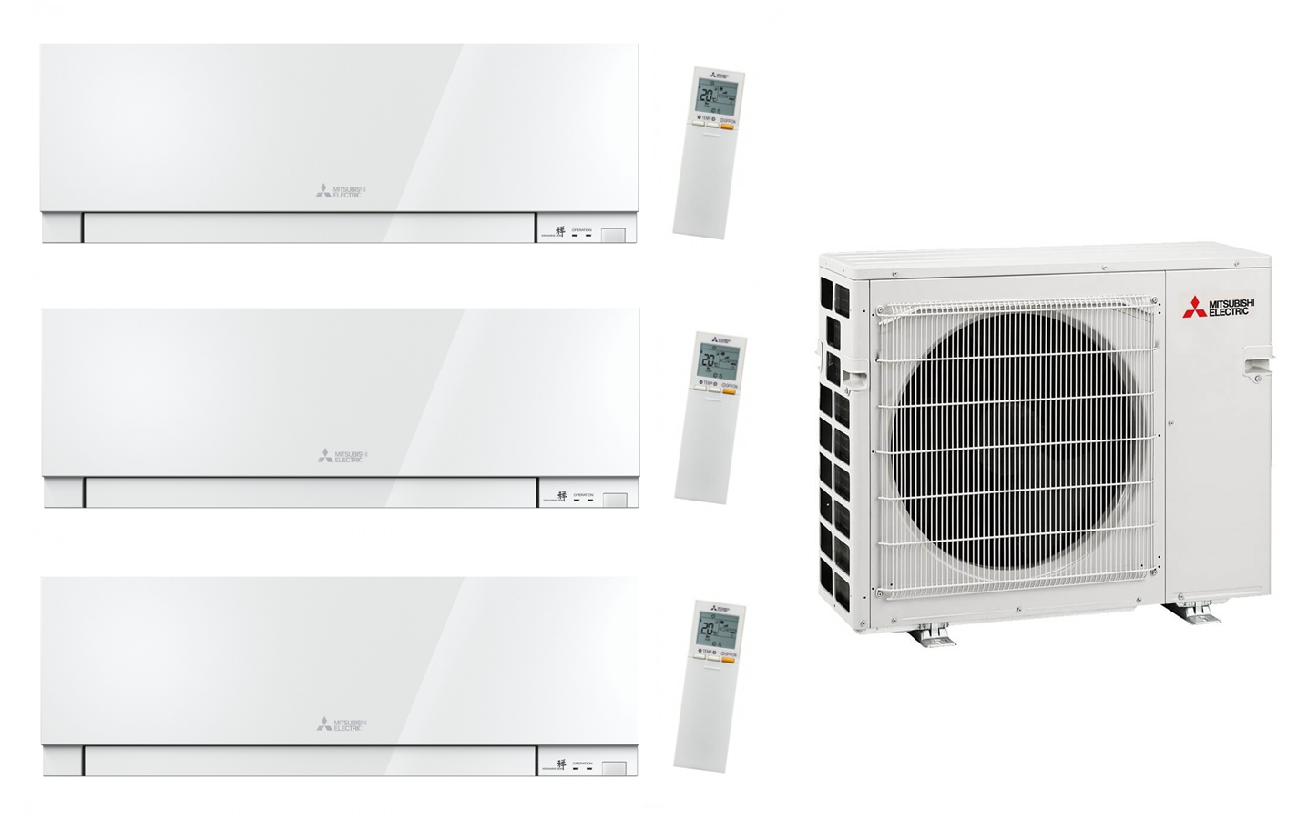 Mitsubishi Multi Split 6.8 kW mit 2x MSZ-EF25VGK & 1x MSZ-EF35VGK Premium