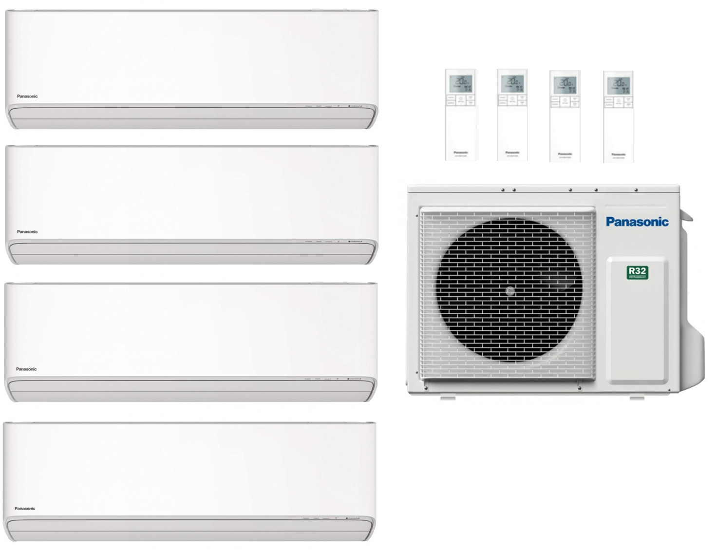 Panasonic Multi Split Klimaanlage 6,8 kW mit 3x 2,0 kW & 1x 5,0 kW Etherea Innengerät Weiß